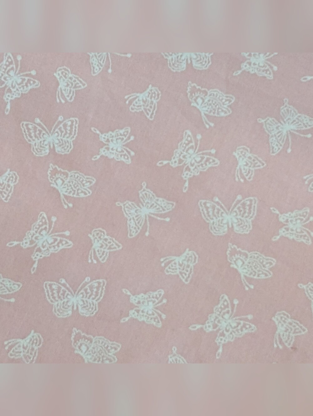Pink & White Butterfly 100% Cotton Fabric from R.E.D. International 44"wx86"l